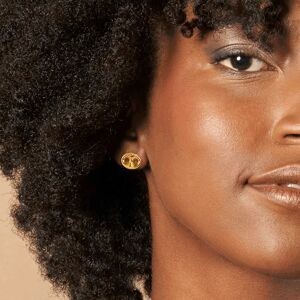 Boucles D'oreilles Or 750 Grain De Café Ciselé 8.5*10.5mm