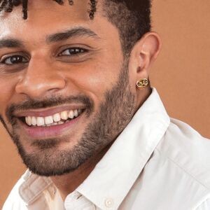 Boucles D'oreilles Or 750 Grain De Café Ciselé 11.5*14.5mm