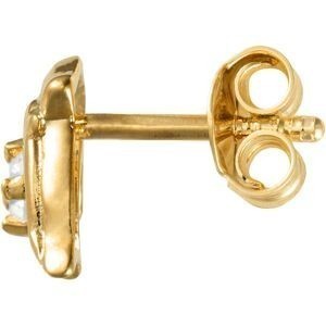 Boucles D'oreilles Plaqué Or Dauphin Cristal Blanc 8.5*10mm