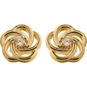 Boucles D'oreilles Plaqué Or Fleur 10mm Zirconium 2mm