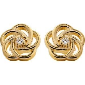 Boucles D'oreilles Plaqué Or Fleur 10mm Zirconium 2mm