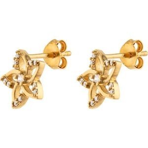 Boucles D'oreilles Plaqué Or Fleur 10mm Zirconium 2mm