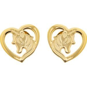 Boucles D'oreilles Plaqué Or Cœur Licorne 10.1*9.7mm