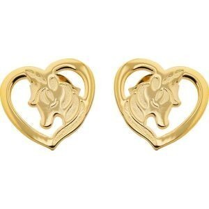 Boucles D'oreilles Plaqué Or Cœur Licorne 10.1*9.7mm
