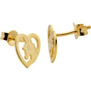 Boucles D'oreilles Plaqué Or Cœur Licorne 10.1*9.7mm