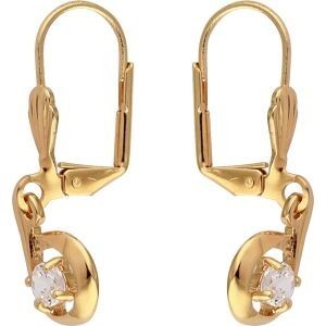 Boucles D'oreilles Plaqué Or Pendant 30mm Zirconium 4mm
