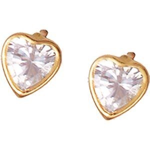 Boucles D'oreilles Or 375 Cœur Zirconium 5.5*5.7mm Fermoir Or 375 Silicone