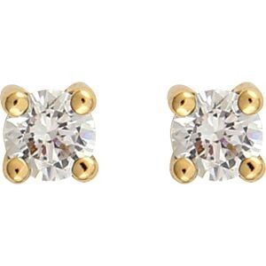 Boucles D'oreilles Or 375 Zirconium 4mm 4 Griffes Fermoir Or 375 Silicone