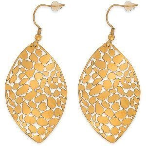 Boucles D'oreilles Acier Jaune Pendant 70mm Feuille 33*50mm