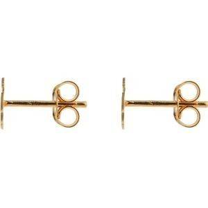 Boucles D'oreilles Or 375 Hibiscus Email Pailleté Rose 7*8mm