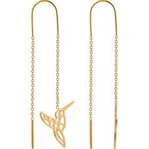 Boucles D'oreilles Plaqué Or Pendant 52mmn Colibri Origami 13.5*14.5mm