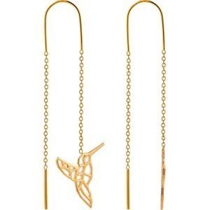 Boucles D'oreilles Plaqué Or Pendant 52mmn Colibri Origami 13.5*14.5mm