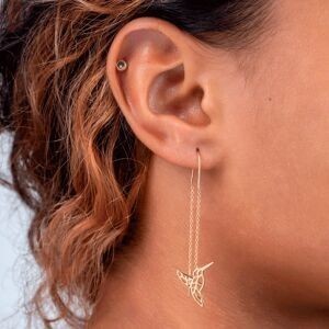 Boucles D'oreilles Plaqué Or Pendant 52mmn Colibri Origami 13.5*14.5mm