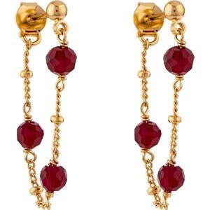 Boucles D'oreilles Plaqué Or Pendant 35mm Cristal Grenat 4mm