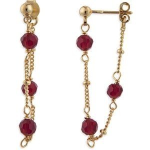 Boucles D'oreilles Plaqué Or Pendant 35mm Cristal Grenat 4mm