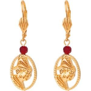 Boucles D'oreilles Plaqué Or Pendant 40mm Cayennaise 14*18mm Cristal Grenat 4mm