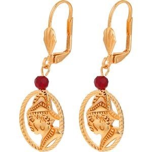 Boucles D'oreilles Plaqué Or Pendant 40mm Cayennaise 14*18mm Cristal Grenat 4mm
