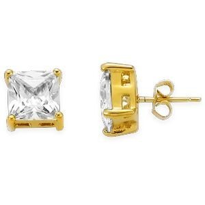 Boucles D'oreilles Plaqué Or Zirconium 8mm 4 Griffes