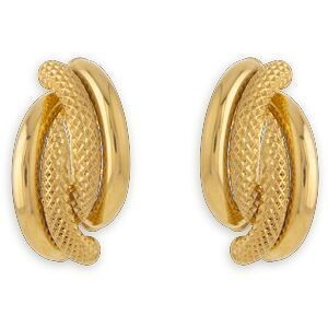 Boucles D'oreilles Or 375 Fantaisie Lisse Striée 8*15mm