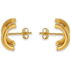 Boucles D'oreilles Or 375 Fantaisie Lisse Striée 8*15mm