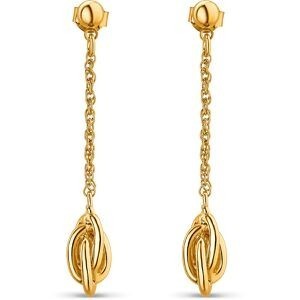 Boucles D'oreilles Plaqué Or Pendant 40mm Nœud Antillais 6mm Boule 4mm