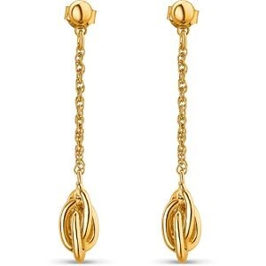 Boucles D'oreilles Plaqué Or Pendant 40mm Nœud Antillais 6mm Boule 4mm