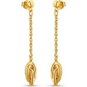 Boucles D'oreilles Plaqué Or Pendant 40mm Nœud Antillais 6mm Boule 4mm