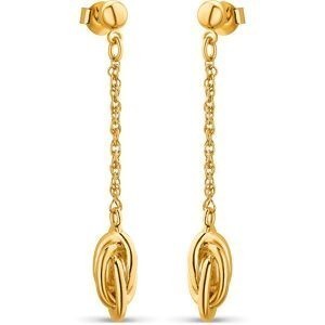 Boucles D'oreilles Plaqué Or Pendant 40mm Nœud Antillais 6mm Boule 4mm