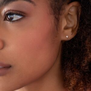 Boucles D'oreilles Or 375 Zirconium 5mm Forme Diamant 3 Griffes Fermoir Or 375 Silicone