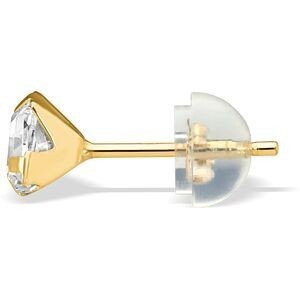 Boucles D'oreilles Or 375 Zirconium 5mm Forme Diamant 3 Griffes Fermoir Or 375 Silicone