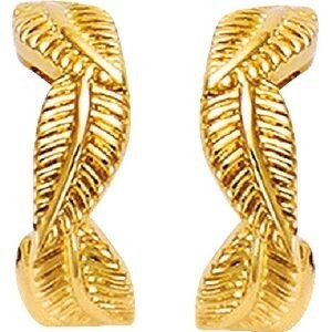 Bague D'oreille Plaqué Or Motif Feuillage 12.5mm Ouverture 6mm