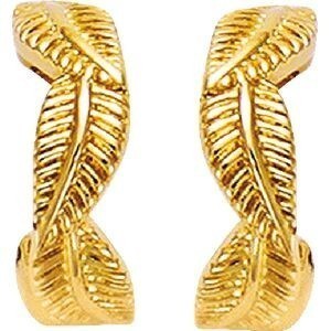 Bague D'oreille Plaqué Or Motif Feuillage 12.5mm Ouverture 6mm