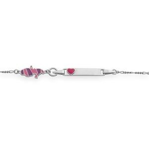 Bracelet Identité Argent 925 Email Carte Matinique Cœur 7*11mm 14  à 16cm