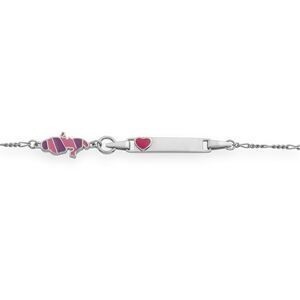 Bracelet Identité Argent 925 Email Carte Matinique Cœur 7*11mm 14  à 16cm