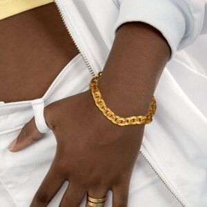 Bracelet Plaqué Or Maille Forçat Antillais Strié 6mm 19cm