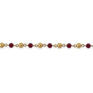 Bracelet Plaqué Or Boules 6mm Cristal Grenat 6mm 19cm