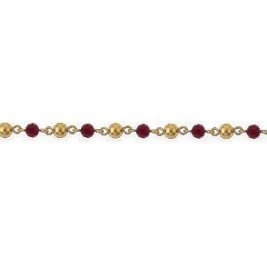 Bracelet Plaqué Or Boules 6mm Cristal Grenat 6mm 19cm