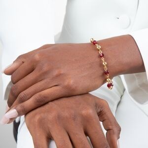 Bracelet Plaqué Or Boules 6mm Cristal Grenat 6mm 19cm