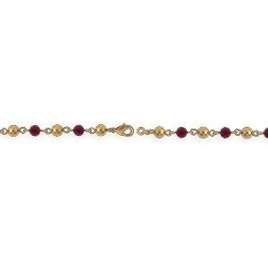 Bracelet Plaqué Or Boules 6mm Cristal Grenat 6mm 19cm