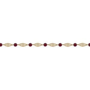 Bracelet Plaqué Or Maille Filigrane 6mm Cristal Grenat 5.5mm 19cm