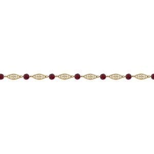 Bracelet Plaqué Or Maille Filigrane 6mm Cristal Grenat 5.5mm 19cm