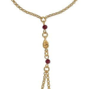 Chaîne Main Plaqué Or Nœud Forçat Antillais 5mm Cristal Grenat 4.5mm 20cm
