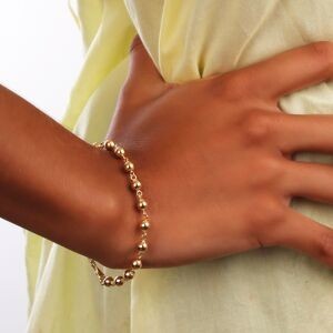 Bracelet Plaqué Or Grain D'or 6mm 18cm