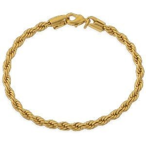 Bracelet Plaqué Or Maille Corde 4mm 18cm