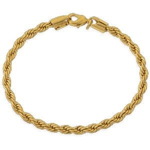 Bracelet Plaqué Or Maille Corde 4mm 18cm