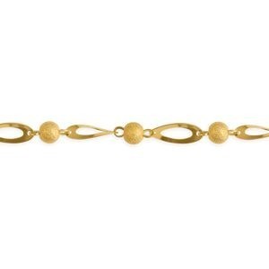 Bracelet Plaqué Or Grain D'or Fantaisie 21cm