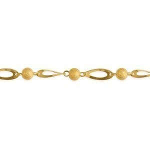 Bracelet Plaqué Or Grain D'or Fantaisie 21cm
