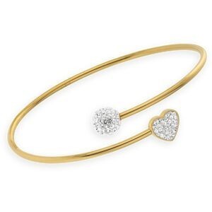 Jonc Acier Jaune 65mm Tube 2mm Boules 8mm Coeur 10mm Cristal