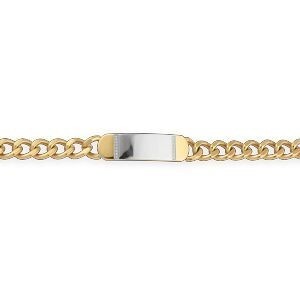 Bracelet Acier Bicolore 21cm Maille Gourmette 10mm Plaque 43.5*12mm