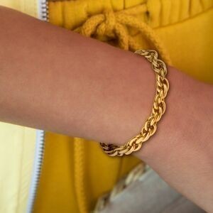 Bracelet Acier Jaune Maille Fantaisie 3.4mm 21.5cm